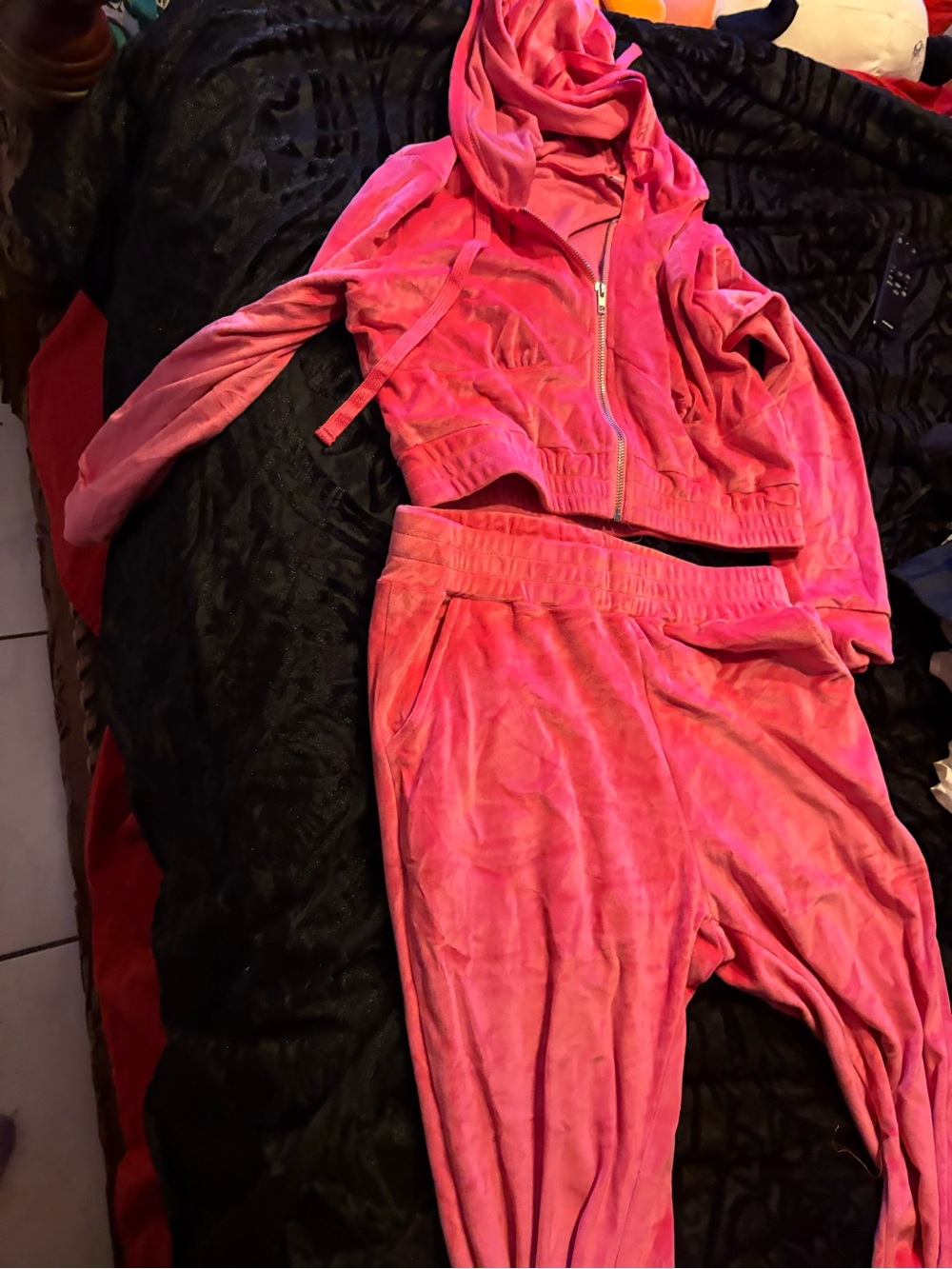Hot pink velour suit